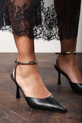 Ruvora Pointed Toe Stiletto Heels with Ankle Strap Closure