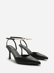 Ruvora Pointed Toe Stiletto Heels with Ankle Strap Closure