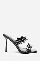Dazira Cut Out Flower Trim Detail Heeled Mules