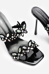 Dazira Cut Out Flower Trim Detail Heeled Mules