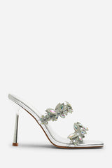 Dazira Cut Out Flower Trim Detail Heeled Mules