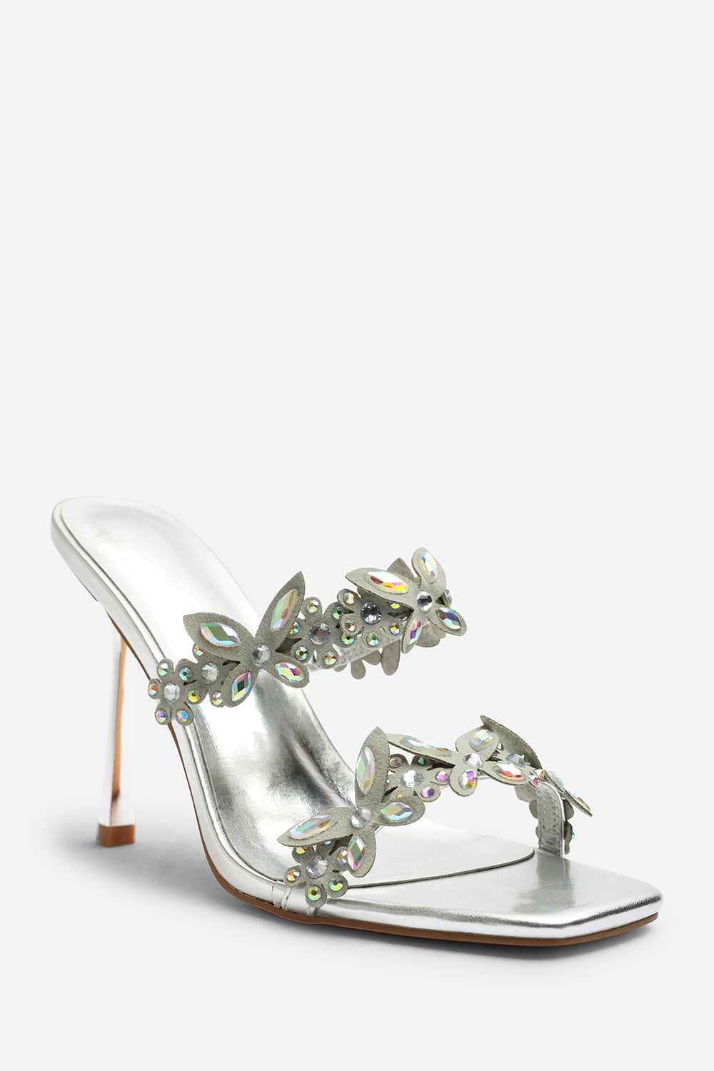 Rynelle Slip On Gem Embellished Open Toe High Heels Sandals