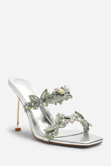 Rynelle Slip On Gem Embellished Open Toe High Heels Sandals