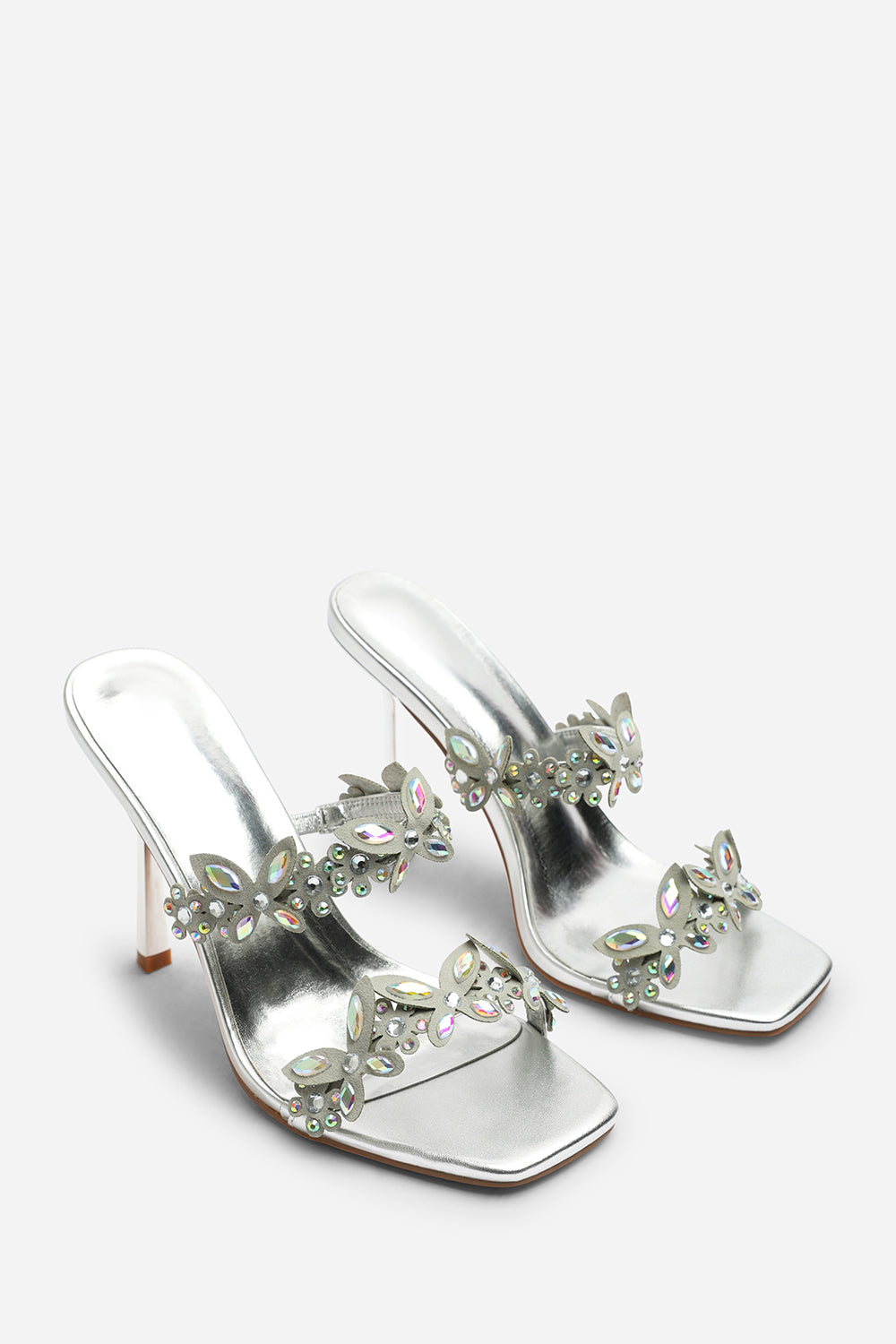 Rynelle Slip On Gem Embellished Open Toe High Heels Sandals