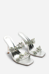 Dazira Cut Out Flower Trim Detail Heeled Mules