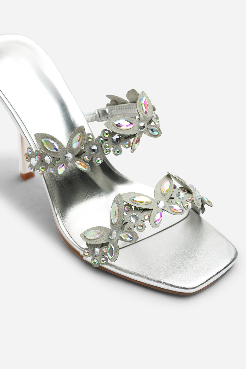 Rynelle Slip On Gem Embellished Open Toe High Heels Sandals