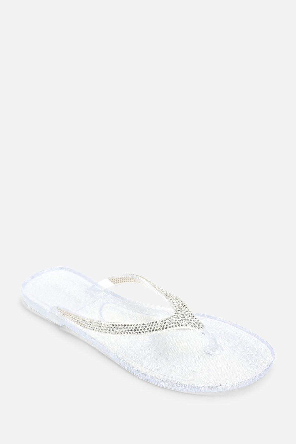 Giuliana Clear Glitter Toe Post Flip Flops