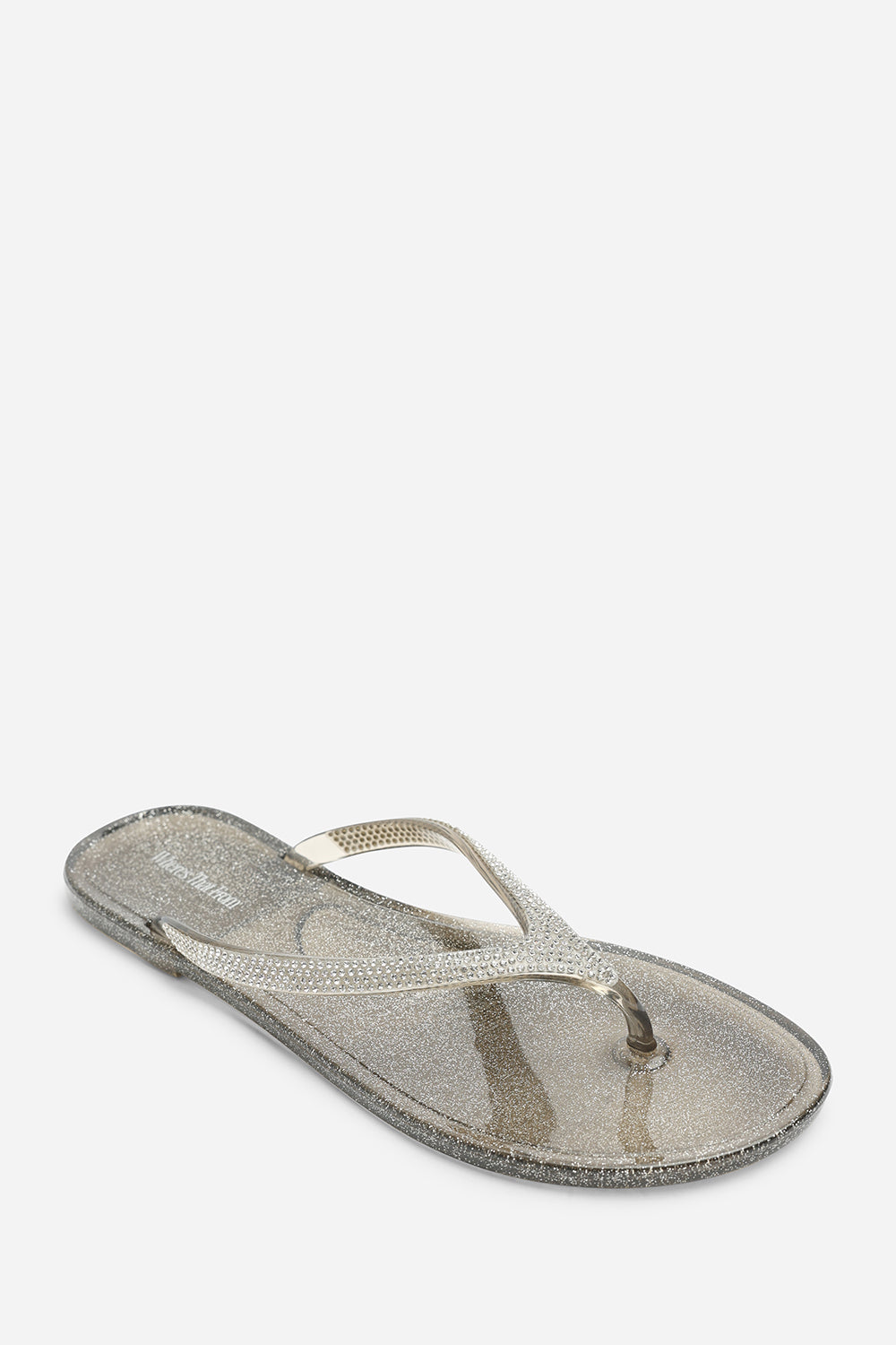 Giuliana Smoke Glitter Toe Post Flip Flops