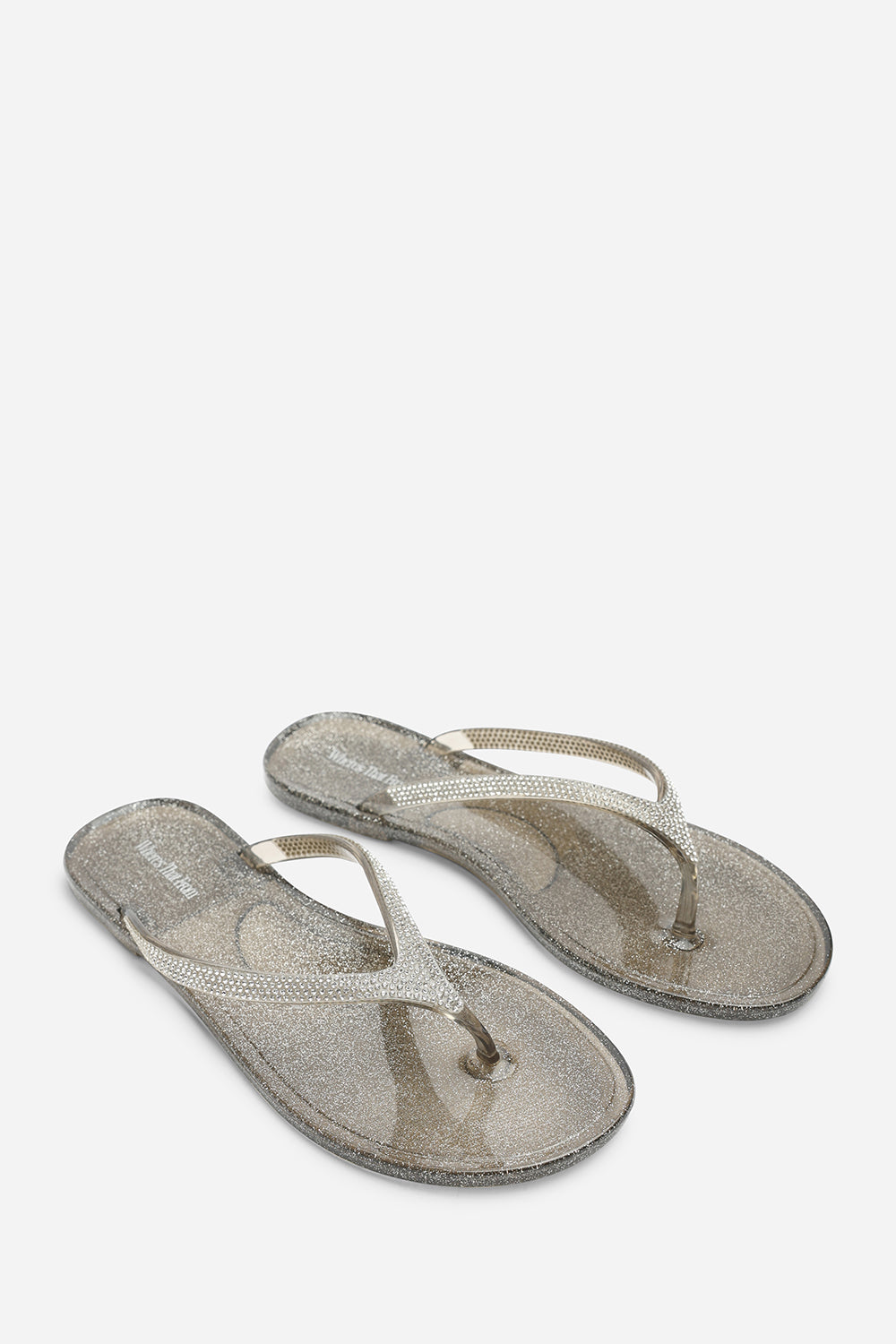 Giuliana Smoke Glitter Toe Post Flip Flops