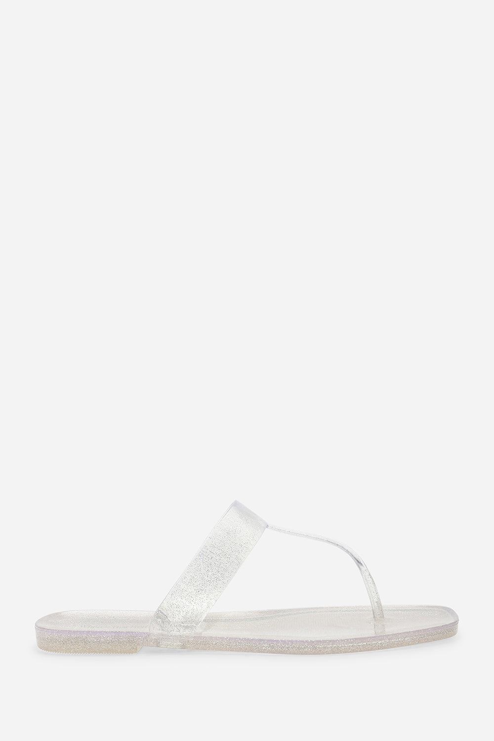 Rosalyn Clear Glitter Thong Flip Flop Sandals
