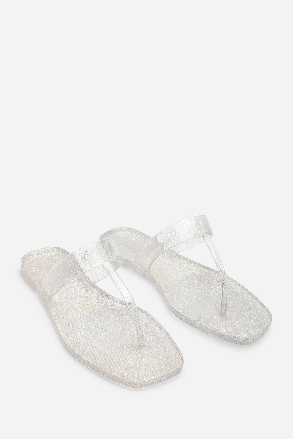 Rosalyn Clear Glitter Thong Flip Flop Sandals