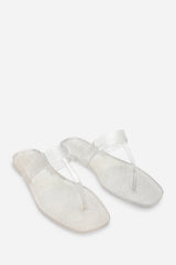 Rosalyn Clear Glitter Thong Flip Flop Sandals