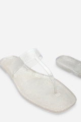 Rosalyn Clear Glitter Thong Flip Flop Sandals