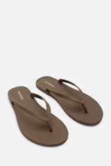 Kailany Chocolate Brown Matte Jelly Thong Flip Flop Sandals