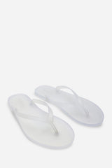 Kailany White Matte Jelly Thong Flip Flop Sandals