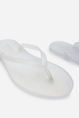 Kailany White Matte Jelly Thong Flip Flop Sandals