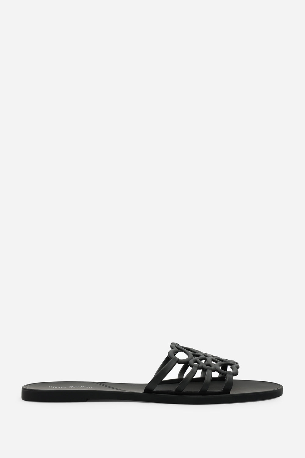 Emiliana Black Matte Cut Out Jelly Flat Sandals