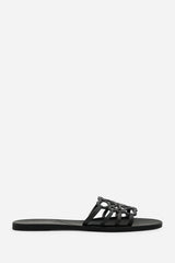 Emiliana Black Matte Cut Out Jelly Flat Sandals