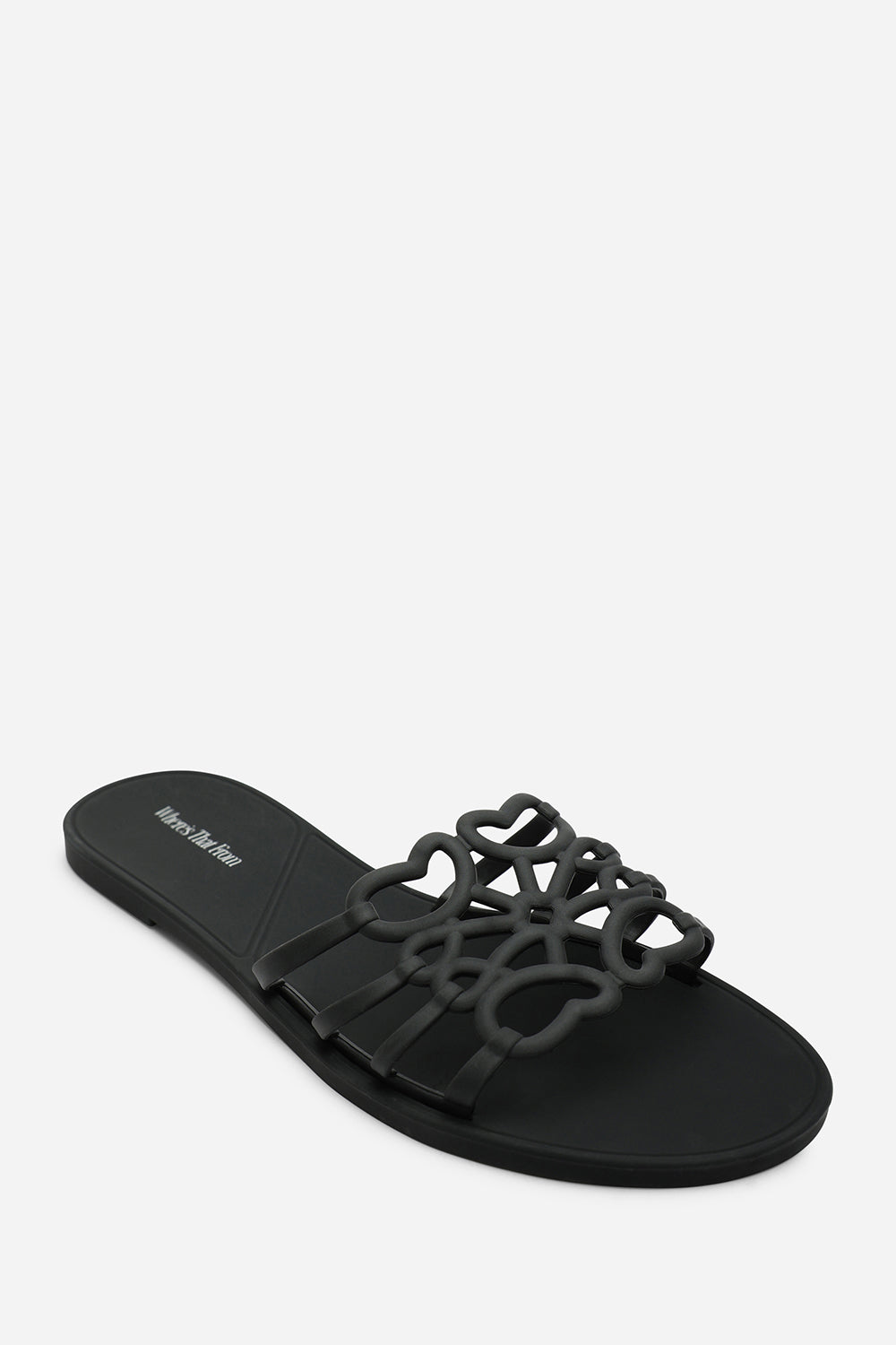 Emiliana Black Matte Cut Out Jelly Flat Sandals