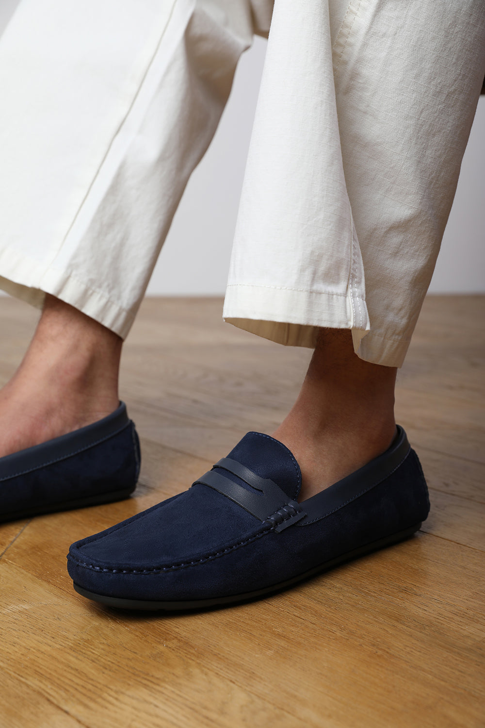 ALEX DRIVING SHOES IN BLUE SUEDE