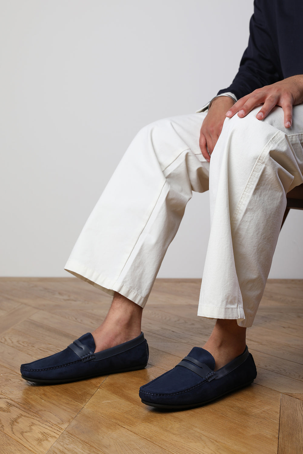 ALEX DRIVING SHOES IN BLUE SUEDE
