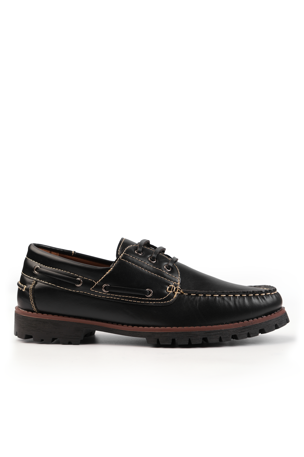 ISAAC CHUNKY BOAT SHOES IN BLACK