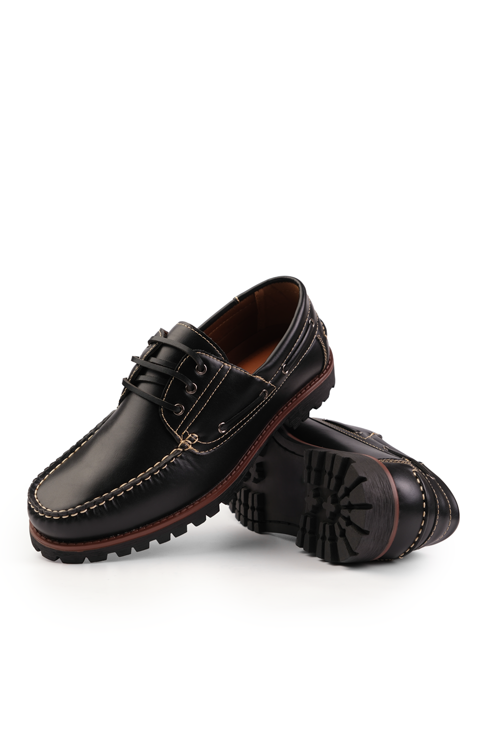 ISAAC CHUNKY BOAT SHOES IN BLACK