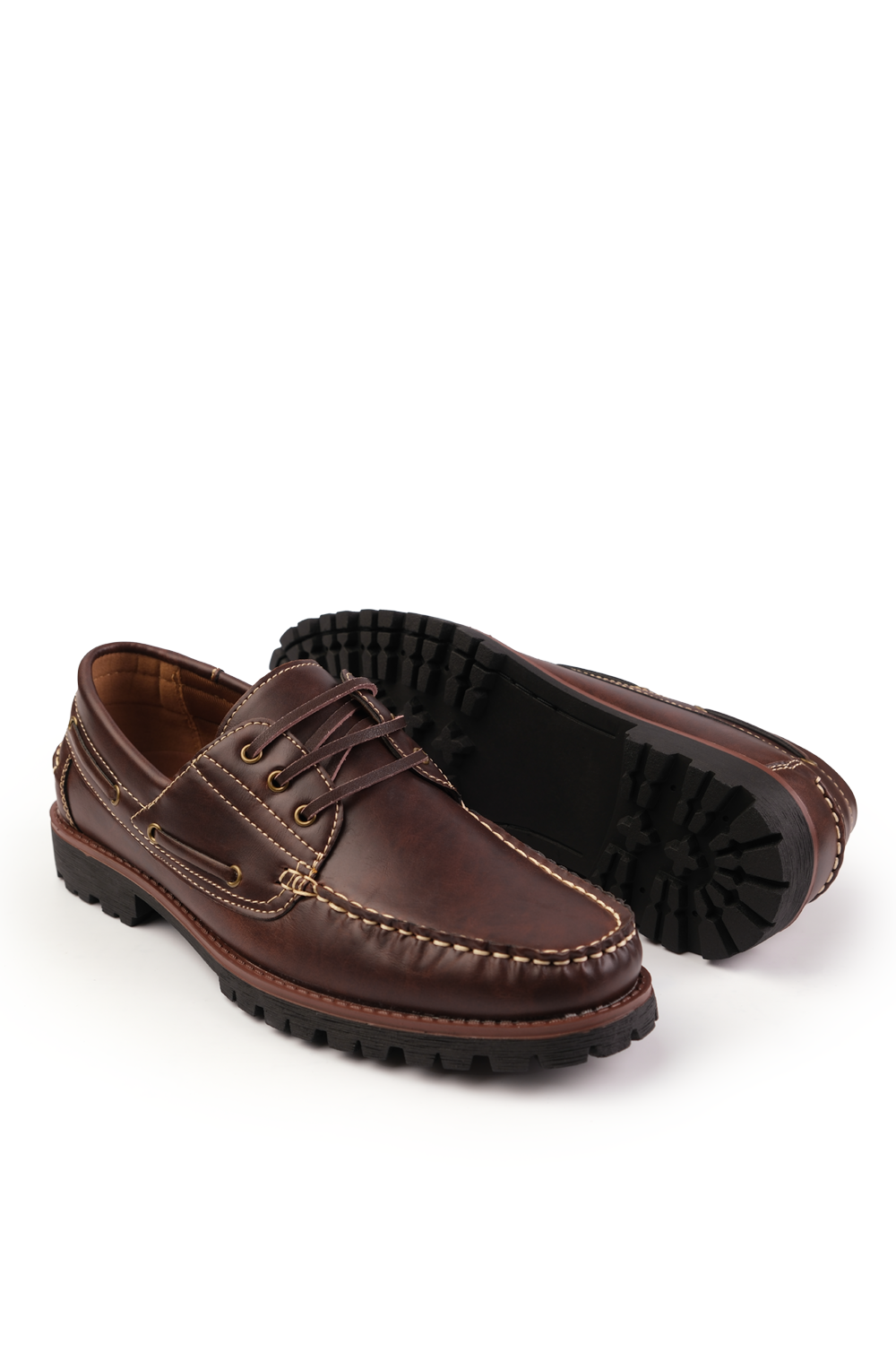 ISAAC CHUNKY BOAT SHOES IN BROWN