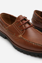 ISAAC CHUNKY BOAT SHOES IN BROWN