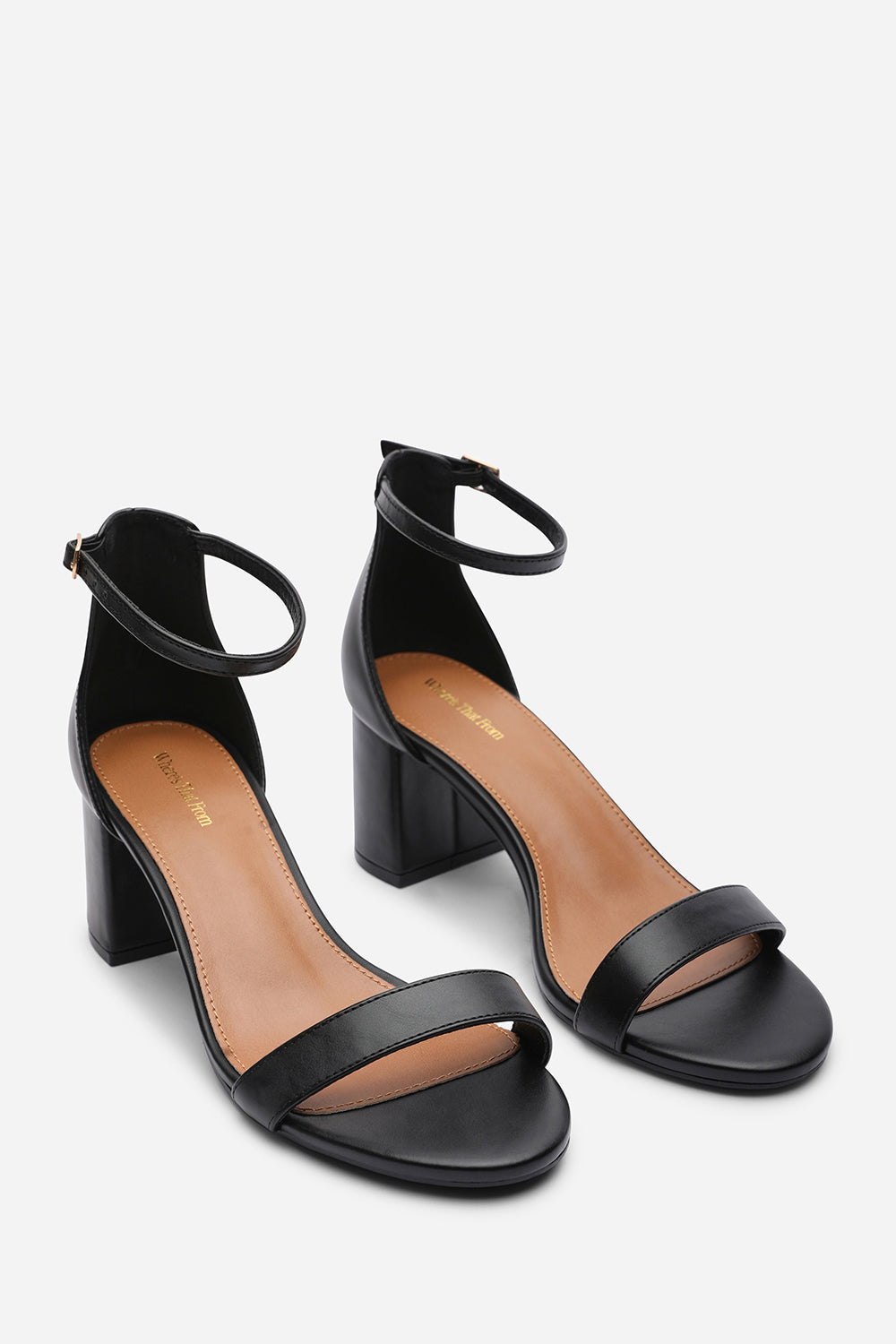 Beacon Ankle Strap Block Heel Black Sandals