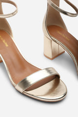 Beacon Ankle Strap Block Heel Gold Metallic Sandals