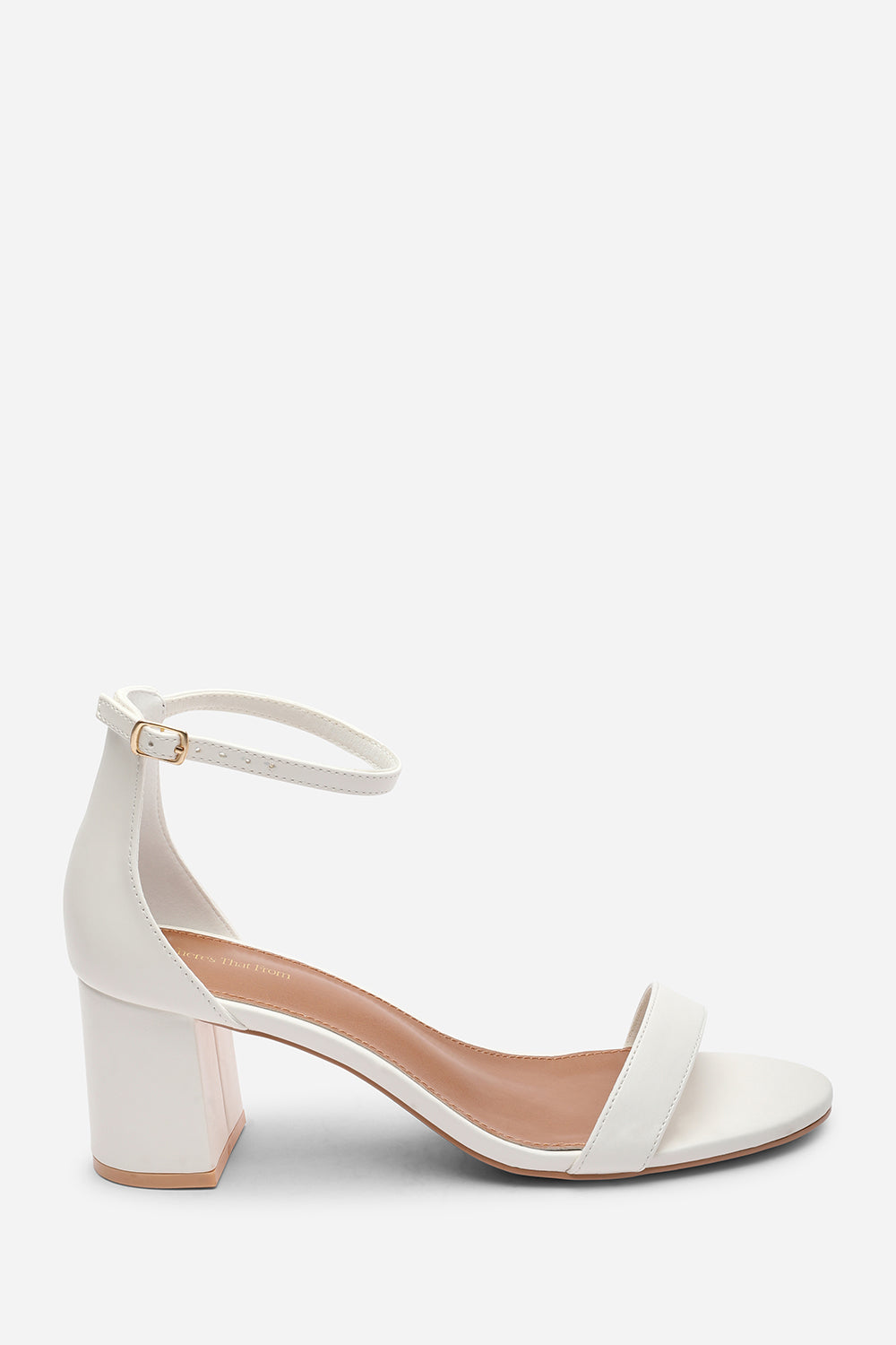 Beacon Ankle Strap Block Heel White Sandals