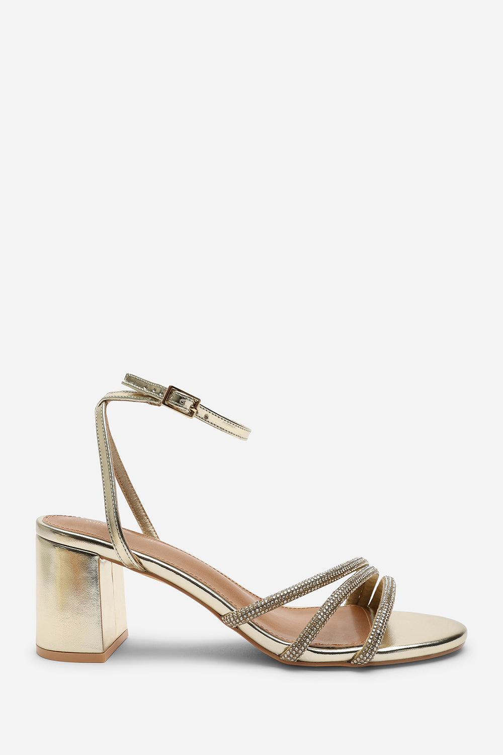 Khalani Gold Diamante Strappy Heels