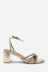 Khalani Gold Diamante Strappy Heels