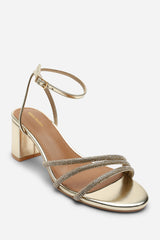 Khalani Gold Diamante Strappy Heels