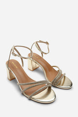 Khalani Gold Diamante Strappy Heels