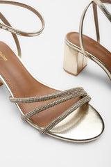 Khalani Gold Diamante Strappy Heels