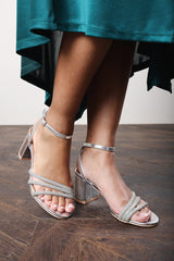 Savira Round Toe Embellished Straps Block Heeled Sandals