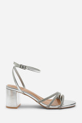 Khalani Silver Diamante Strappy Heels
