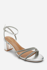 Savira Round Toe Embellished Straps Block Heeled Sandals