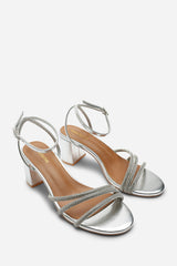 Khalani Silver Diamante Strappy Heels