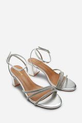 Savira Round Toe Embellished Straps Block Heeled Sandals