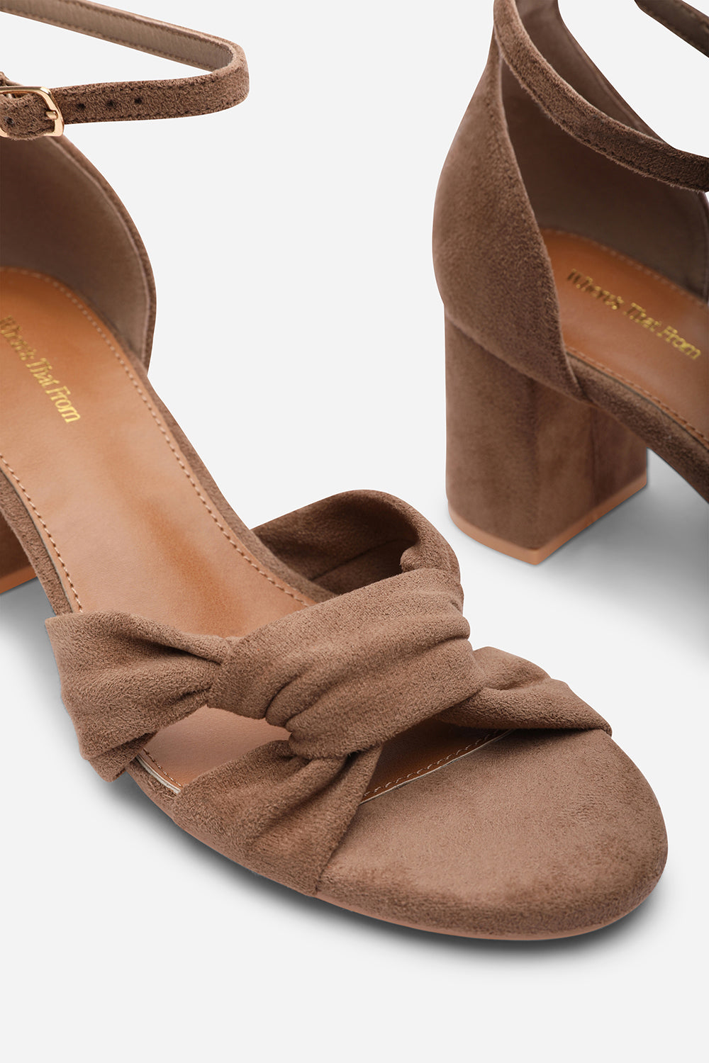Avelia Camel Strappy Block Heel Sandal