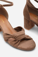 Avelia Camel Strappy Block Heel Sandal