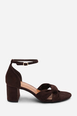 Avelia Dark Brown Strappy Block Heel Sandal