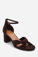Avelia Dark Brown Strappy Block Heel Sandal
