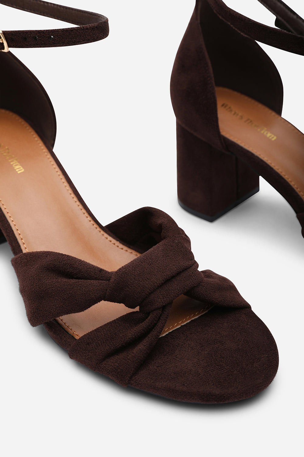 Avelia Dark Brown Strappy Block Heel Sandal