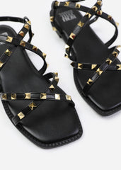 Salena Black Multi Strap Studded Gladiator Sandals