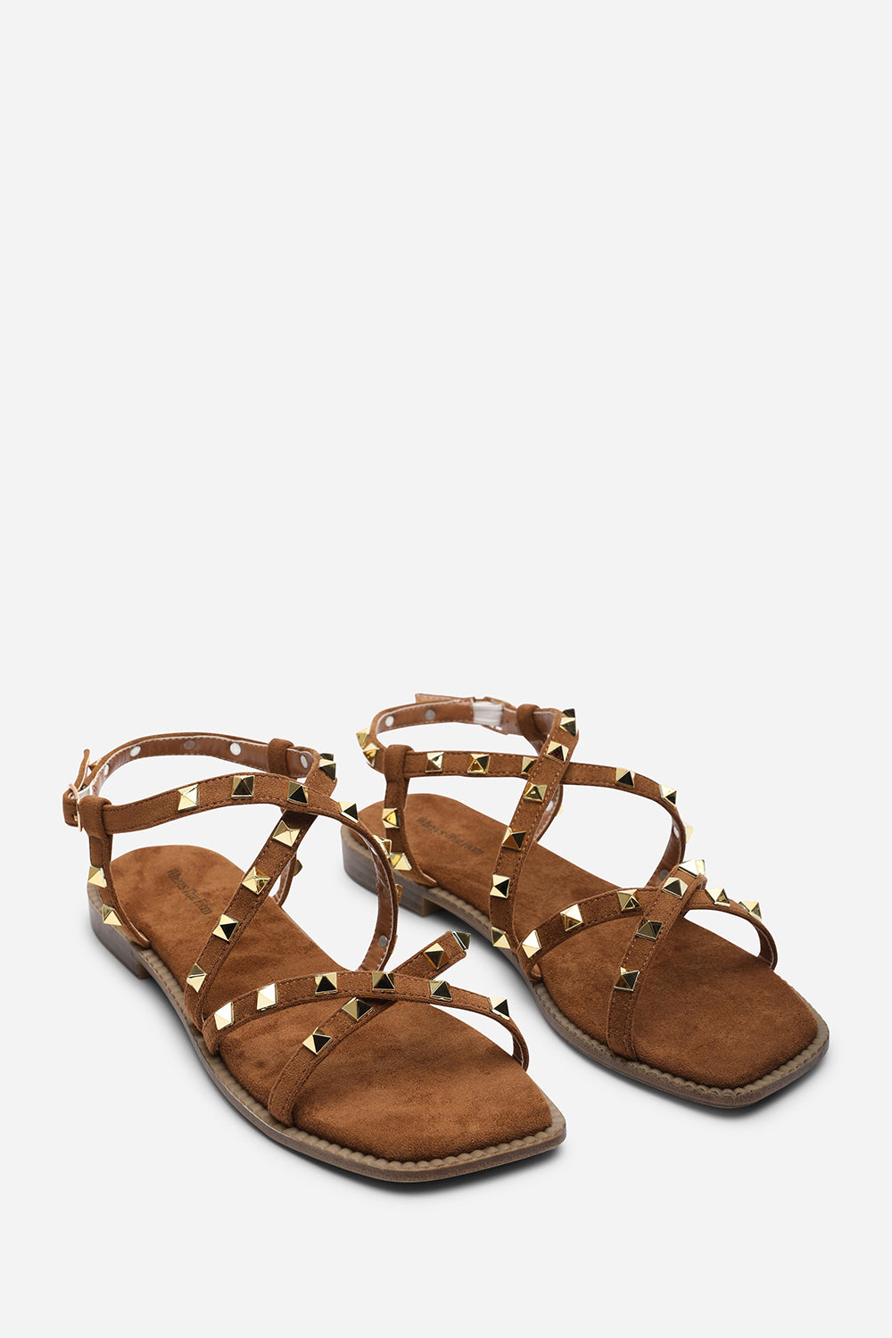 Montana Gladiator Sandal With Studd Detail In Cognac Suede