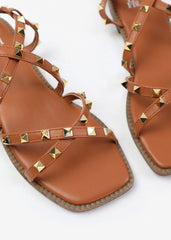 Salena Tan Multi Strap Studded Gladiator Sandals